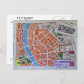 B est pour la carte postale Budapest (Devant / Derrière)