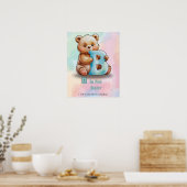 B est pour Ours - Poster pour enfants (numérique) (Cuisine)
