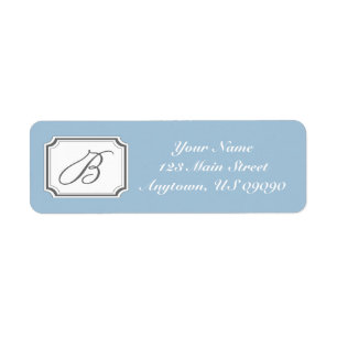 B Fancy Mongram Étiquette de adresse (bleu)