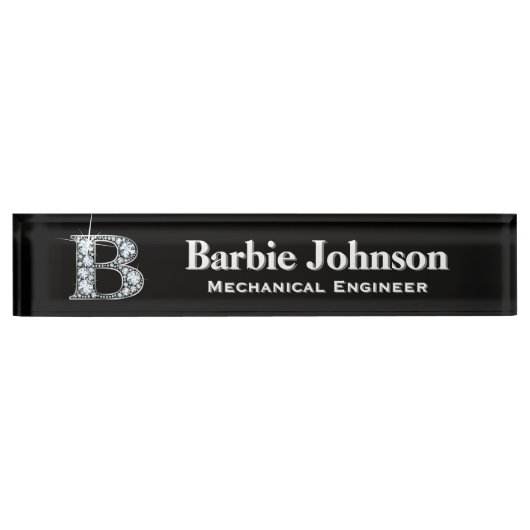 B Faux Diamond Desk Plaque signalétique (Devant)
