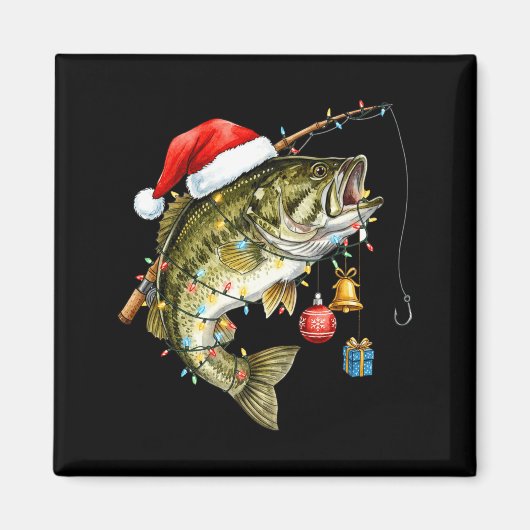 B Fish Festive Lights Christmas Funny Fishing Long Magneet (Voorkant)