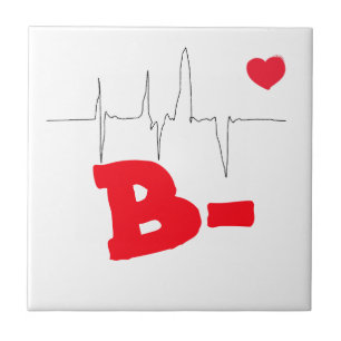 B- Funky Blood Type Heart Rate Medical Tegeltje