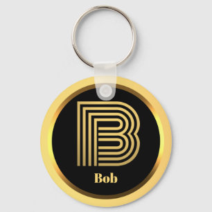 B Gold Monogrammed Letter Personalized Sleutelhang Sleutelhanger