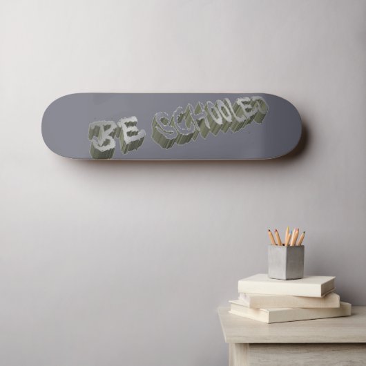 B Gooled grijs-wit Skateboard (Muurkunst (Horizontaal))