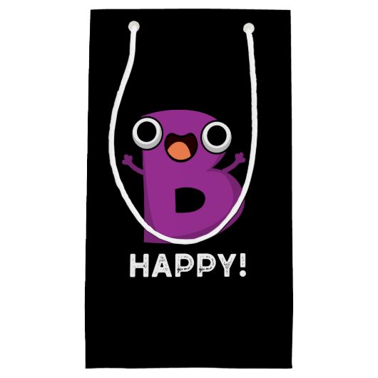 B Happy Funny Alphabet Pun Dark BG Klein Cadeauzakje (Voorkant)