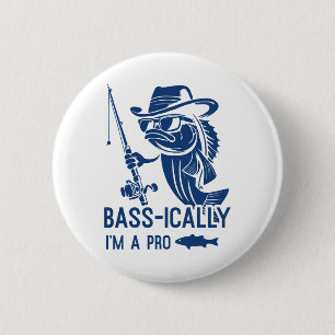 B-ically ben ik een prof visser grappige visser vi ronde button 5,7 cm