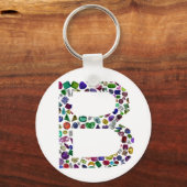 B Initiaal Gemstone Sleutelhanger (Voorkant)