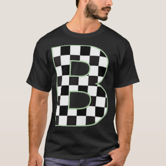 B Initiaal Monogram zwart-wit dambord T-shirt