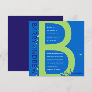 B INITIALES COLLECTION Invitation Bar ou Bat Mitzv