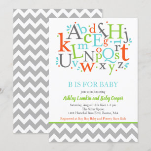 B is voor Baby Alphabet Baby shower Invitation Kaart