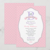 B is voor Baby Pink Baby Meisje Baby shower Kaart (Voorkant / Achterkant)