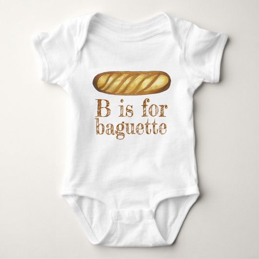 B is voor BAGUETTE French Bread Loaf Alphabet ABCs Romper (Voorkant)