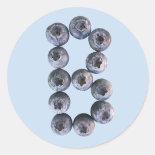 B is voor bosbessen - echte bosbessen ronde sticker