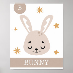 B is voor Bunny, kinderkamer, slaapkamer, kinderka Poster
