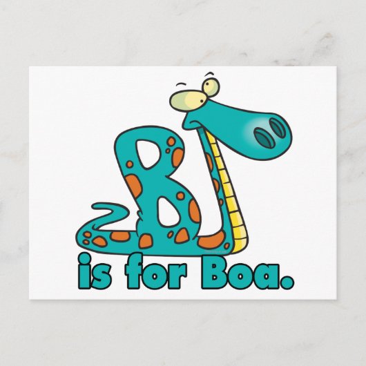 B is voor gekke slangenslang met boa constrictor c briefkaart (Voorkant)