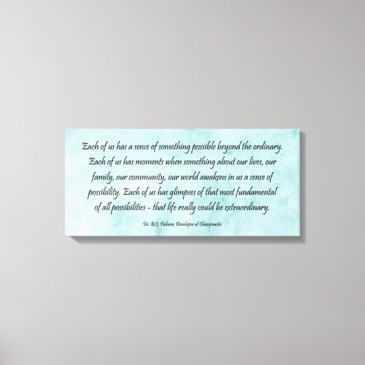 B J Palmer Buitengewone Life Chiropractic Canvas Afdruk (Voorkant)