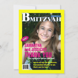 B Mitzvah Magazine Dank u Kaart, B.Not Bedankkaart