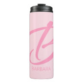 B Monogram Aangepast roze Thermosbeker (Voorkant)