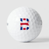 B Monogram bedekt op Union Jack Flag ssf gbcnt Golfballen (Voorkant)