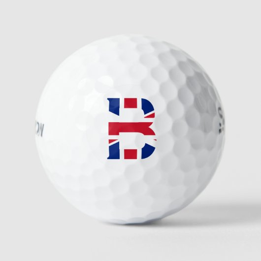 B Monogram bedekt op Union Jack Flag ssf gbcnt Golfballen (Voorkant)