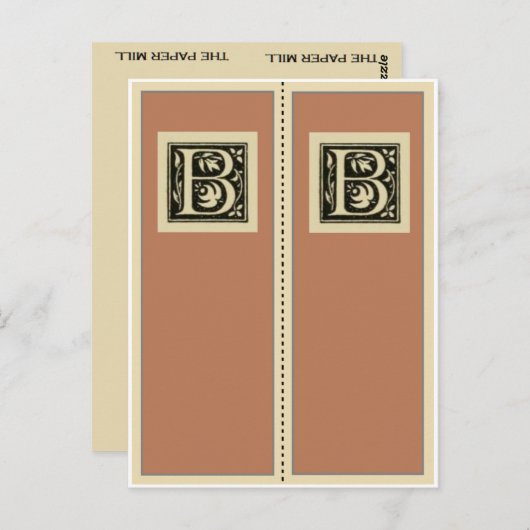 B- Monogram Bladwijzer Briefkaart (Voorkant / Achterkant)