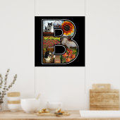 B Monogram Creëer Je eigen 8 Foto Collage Black Poster (Keuken)