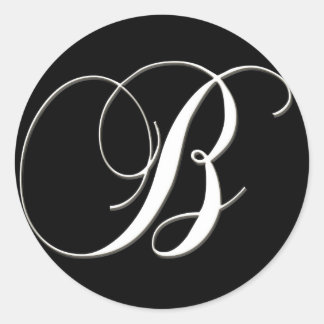 B monogram - elegant zwart-wit ronde sticker