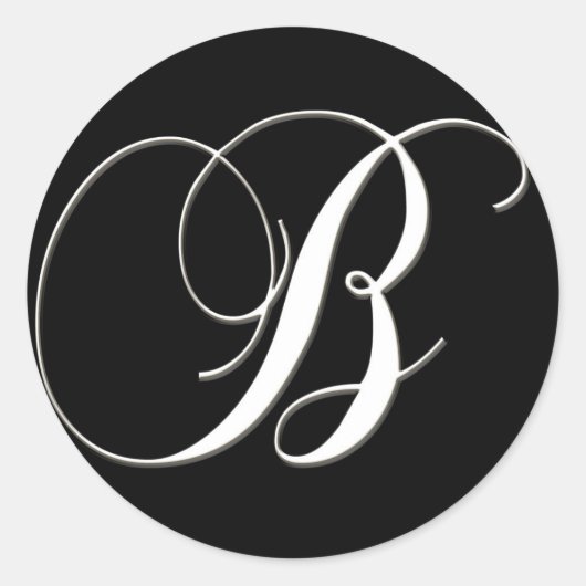 B monogram - elegant zwart-wit ronde sticker (Voorkant)