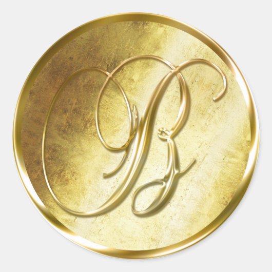 B Monogram Faux Gold Envelope Seal Stickers (Voorkant)