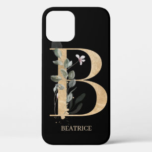 B Monogram Floral Aangepast iPhone 12 Hoesje