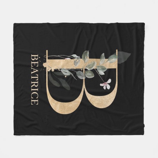 B Monogram Floral - Aangepaste fleece Blanket (Voorkant (Horizontaal))