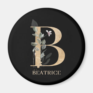 B Monogram Floral Personalized Magnet
