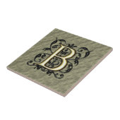 B - monogram in reliëfdruk (goud) tegeltje (Zijkant)