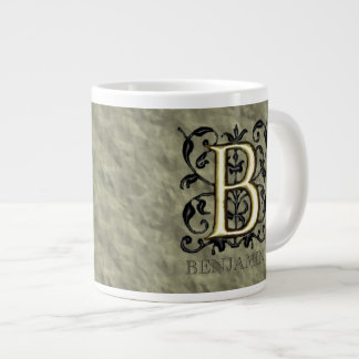 B - monogram in reliëfdruk grote koffiekop
