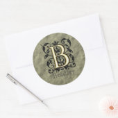B -  monogram in reliëfdruk ronde sticker (Envelop)