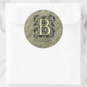 B -  monogram in reliëfdruk ronde sticker (Tas)