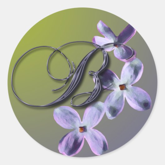 B Monogram Lila envelopzegel Ronde Sticker (Voorkant)