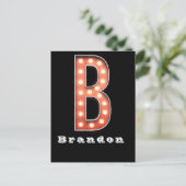 B Monogram Markttent Bulb Aangepast Briefkaart (Staand voorkant)