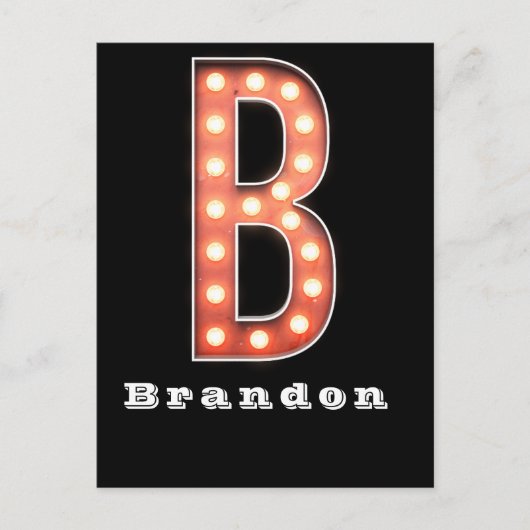 B Monogram Markttent Bulb Aangepast Briefkaart (Voorkant)