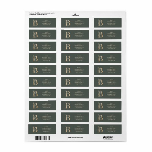 B Monogram op maat gemaakt etiket (Full Sheet)