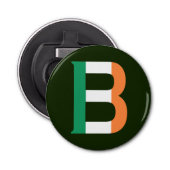 B Monogram overlay op Ierse vlag bocnt Button Flesopener (Voorkant)