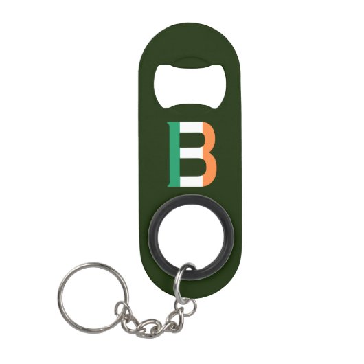 B Monogram overlay op Ierse vlag bocnt Mini Flessenopener (Voorkant)