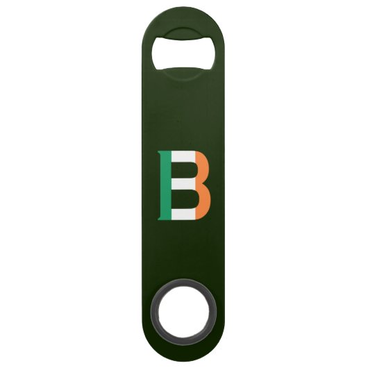 B Monogram overlay op Ierse vlag bocnt Speed Flessenopener (Achterkant)