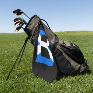 B Monogram overlay op Schotse vlag gtcnt Golfhanddoek