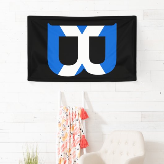 B Monogram overlay op Schotse vlag (v) bnrt Spandoek (Insitu)