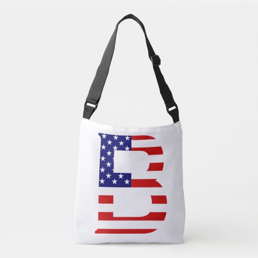 B Monogram overlay op USA Flag cbbcnt Crossbody Tas (Voorkant)