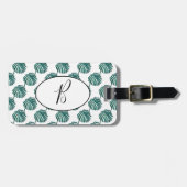 B Monogram Palm Print Turquoise Bagagelabel (Voorkant horizontaal)