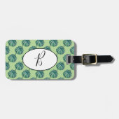 B Monogram Palm Print Turquoise Bagagelabel (Voorkant horizontaal)