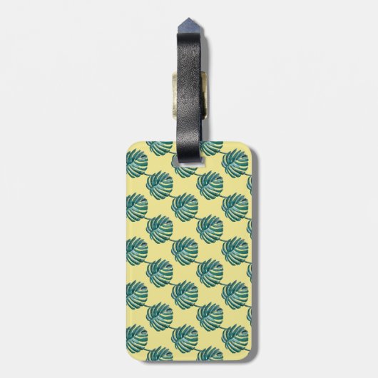 B Monogram Palm Print Turquoise Bagagelabel (Achterkant verticaal)