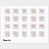B Monogram Roze Bloem Vierkante Sticker (Vel)
